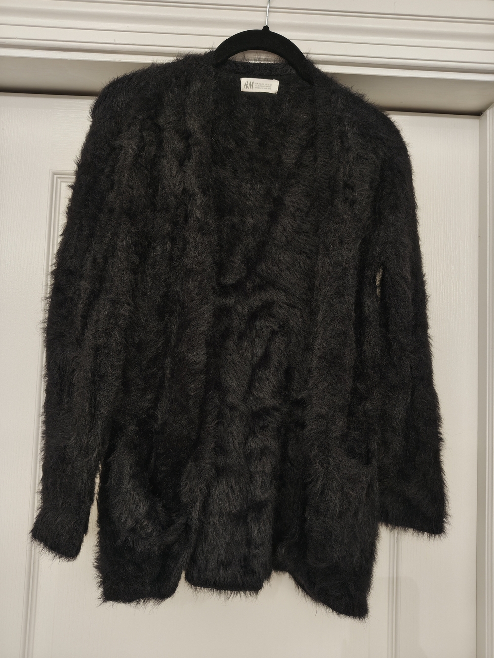 H&M Black Fuzzy Open-Front Girl's Sweater Cardigan